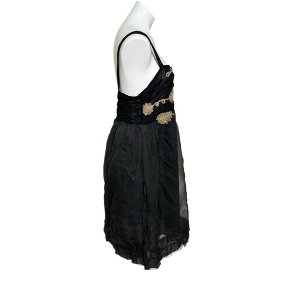 Anthropologie zeharvale Black Tulle Floral Embroidered Mini Dress size 12 - Picture 2 of 5